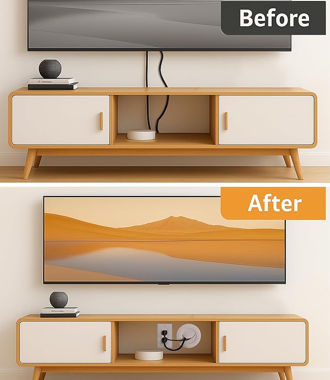 ZhiYo TV Cord Hider for Wall Mounted TV, in Wall Cable Management Kit for TV, Black Behind Wall Cable Management Kit, Cord Concealer Kits with 4 Wire Pass Throughs and 1 Hole Saw Drill Attachmen