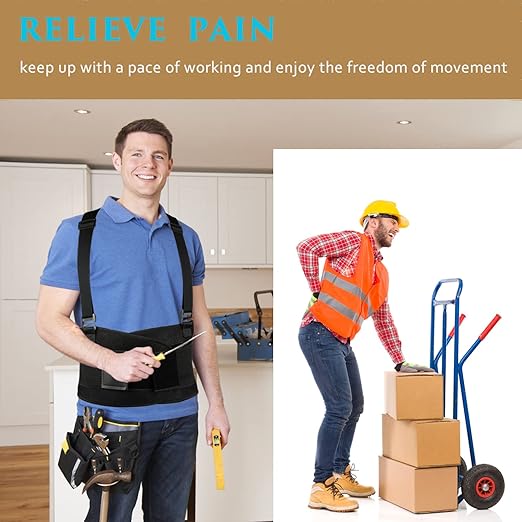 Back Brace for Lower Back Pain Relief - Back Support Belt for Women and Men,Adjustable Removable Suspender Straps,Lower Back Belt for Heavy Lifting work,Moving and Warehouse Jobs 6XL(65"-76")