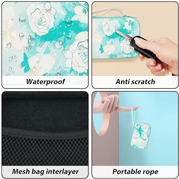 Phone Charger Case Storage Set with Rose Butterfly Cable Protector with Carrying Cable Case Bag,Cord Organizer, USB Earphone Wire Saver Organizer Charger Protector for iPhone (Rose Butterfly)