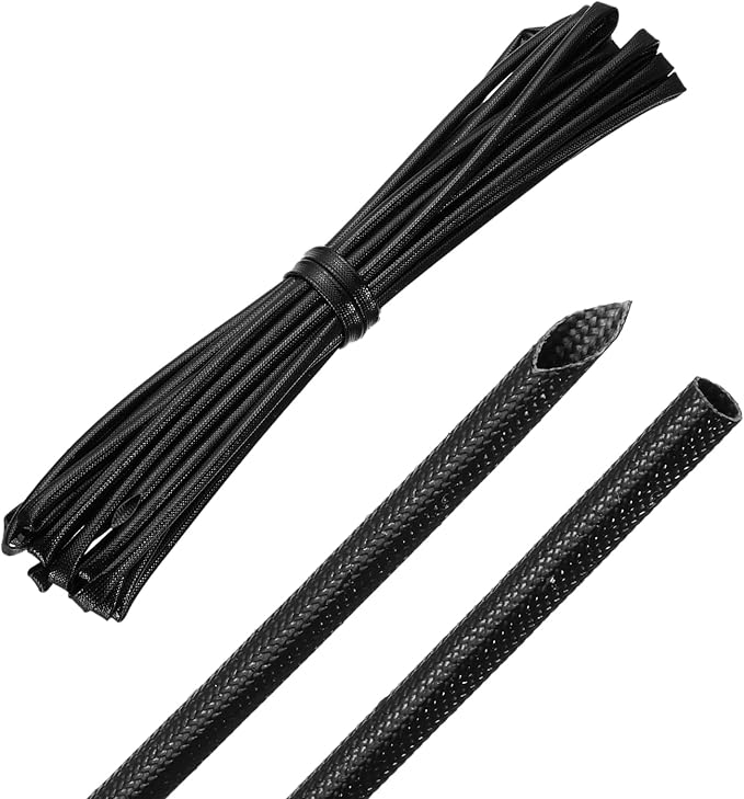 MECCANIXITY 20ft Braided Cable Sleeve, 3/32" ID 200C Heat Resistant 1500V Fiberglass Wire Insulation Cord Protector Organizer Wires Management for Motor Engine Fuel Line, Black