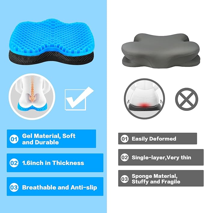 Anti-Slip Kayak Seat Cushion, Thickened Waterproof Boat Kayak Canoe Rowing Dinghy Gel Seat Pad for Sit-in Inflatable Fishing Kayak Canoe Chair Accessories Equipment