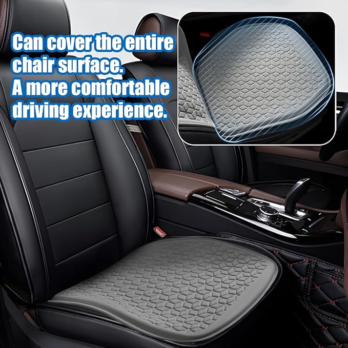 Zpana Gel Car Seat Cushion, Non-Slip & Comfortable Automotive Chair Protector Pad for Driving, Breathable Vehicle Interior Mat Cover Accessories, Universal for SUV Sedan Truck (Gray)