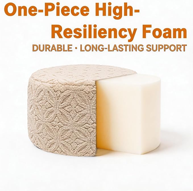 Plush Multi-Functional Ottoman Pouf – Ergonomic Ottoman Foot Rest with Space-Saving Design, Perfect Under Desks, Couches & Sofas (Light Coffee)