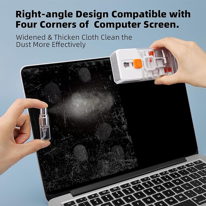 2 Pack Keyboard Cleaner Laptop Cleaning Kit, Computer Screen Cleaning Brush Tool x2, Multi-Function PC Electronic Cleaner Kit Spray x2 for iPad iPhone, Earbuds, Camera Monitor, All-in-one with Patent