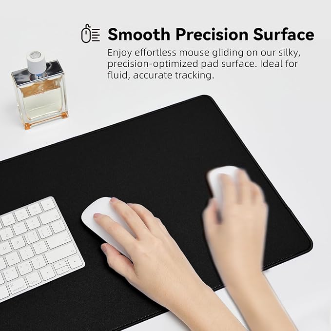 Reniteco Waterproof Large Gaming Mouse Pad with Durable Stitched Edges, Non-Slip Rubber Base, Big Computer Keyboard Mouse Mat Desk Pad for Home Office Gaming Work, 31.5"x11.8"x0.16", Black