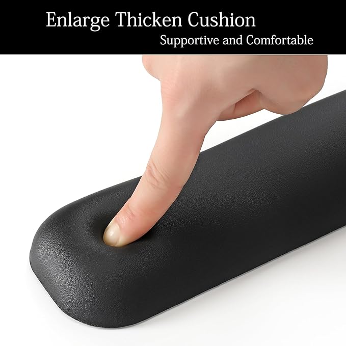 UnivoColors Design-Medium Wave Keyboard Wrist Rest of Medium, Artificial Sheepskin+Memory Foam+Ergonomic+Anti-Slip Gel, Resilience Support During Work and Gaming,Keyboard Accessory,Black