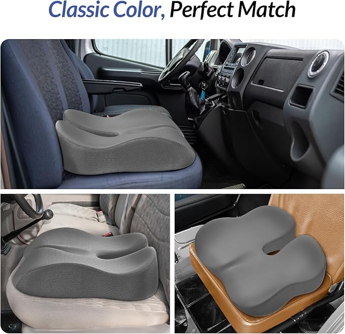 ZIKEE Gel Seat Cushion for Office Chair and Car Seat with Ergonomic Zoning, Memory Foam Chair Cushion for Sciatica, Lower Back, Tailbone Pain Relief and Intimate Ventilation, Non-Slip & Airy Cover