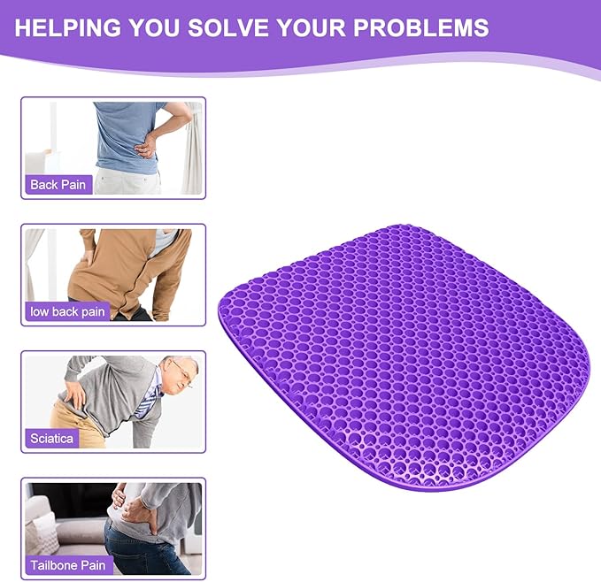 Large Gel Seat Cushion for Long Sitting with Non-Slip Cover, Soft & Breathable, Seat Cushion for Chair, Car, Office, Desk Chair, Wheelchair (18" x 17")