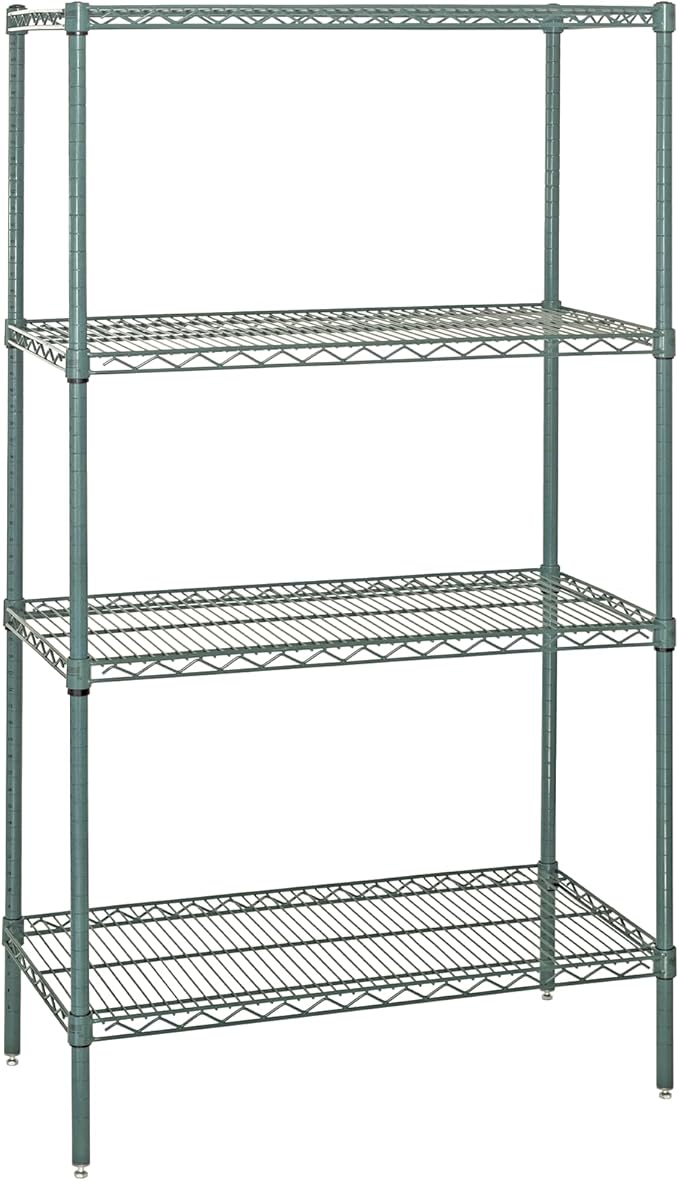 Quantum Storage Systems WR86-2160P Starter Kit Wire Shelves Green Epoxy 4 Shelves 86" H x 60" W x 21" D