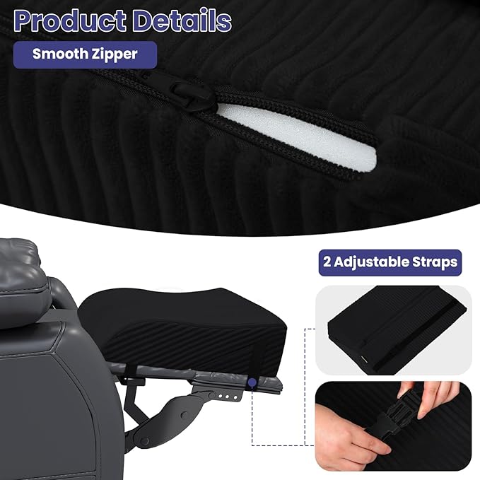 idee-home Recliner Leg Rest Cushion, Recliner Footrest Extender Pillow with Removable Corduroy Cover, 2 in 1 Foldable Ergonomic Foot Pillow Back & Lumbar Support Cushion for Bed Sofa Couch, Black