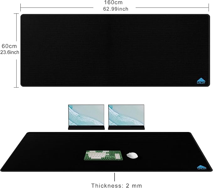 Cacoy 63” x 24” Oversized Gaming Mouse Pad, Extended Gamer Computer Mouse Mat, XXL Large Optimized Speed Control Surface Keyboard Mousepad, Non-Slip Desk Mat with Stitched Edges for Office&Home, Black