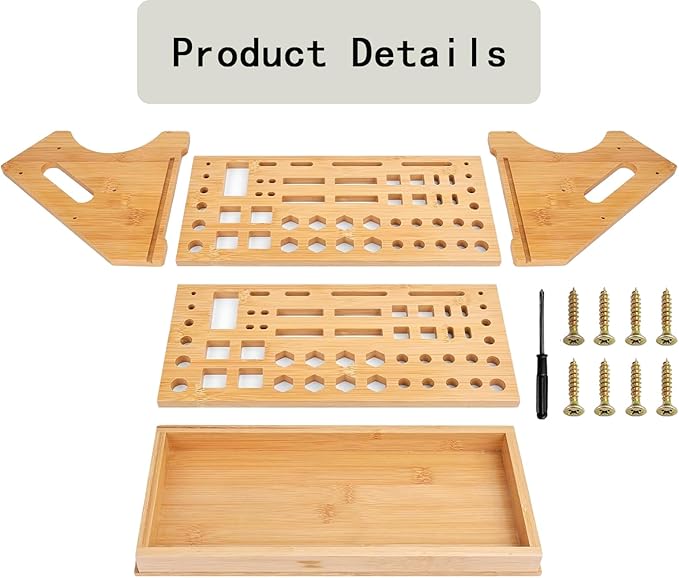 Bamboo Screwdriver Organizer - Repair Tool Storage Holder Tool Storage Organizer Workbench Desktop Rack