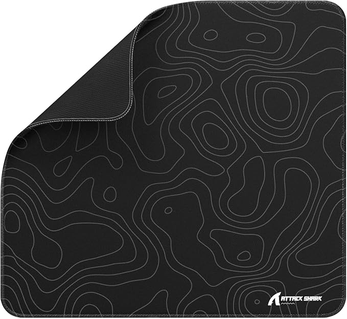 ATTACK SHARK CM02 Gaming Mouse Pad for Esports Speed Large Mouse mats for Desk Waterproof Surface Stitched Edges and Anti-Slip Rubber Base Size L Laminate 17.72” x 15.75” x 0.16” Black Contour