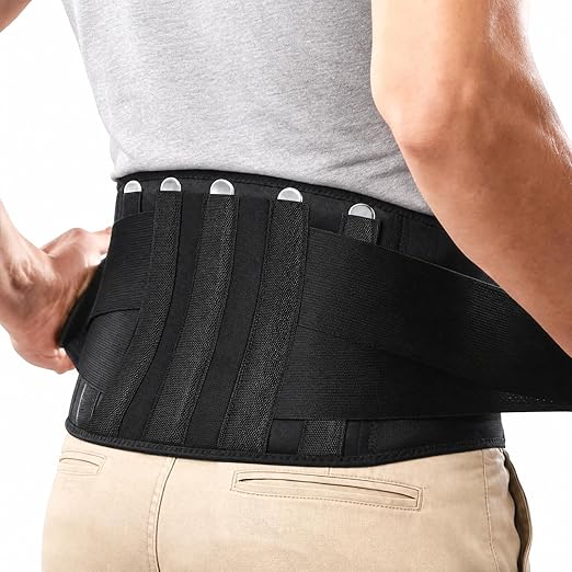 Back Brace for Lower Back Pain Relief, Wide Lumbar Support Belt for Men & Women, 5 Removable Metal Stays, Herniated Disc, Sciatica, Work & Lifting, Breathable Back Support (Large 39"-44.9")