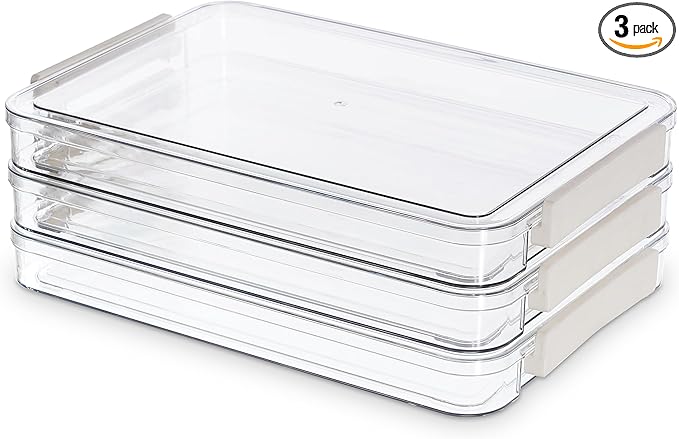 Citylife 3 PCS Scrapbook Paper Organizer with Clip, Stackable Clear Photo Organizer for Art and Craft Supplies, A4 Paper, Office Files, Stationery