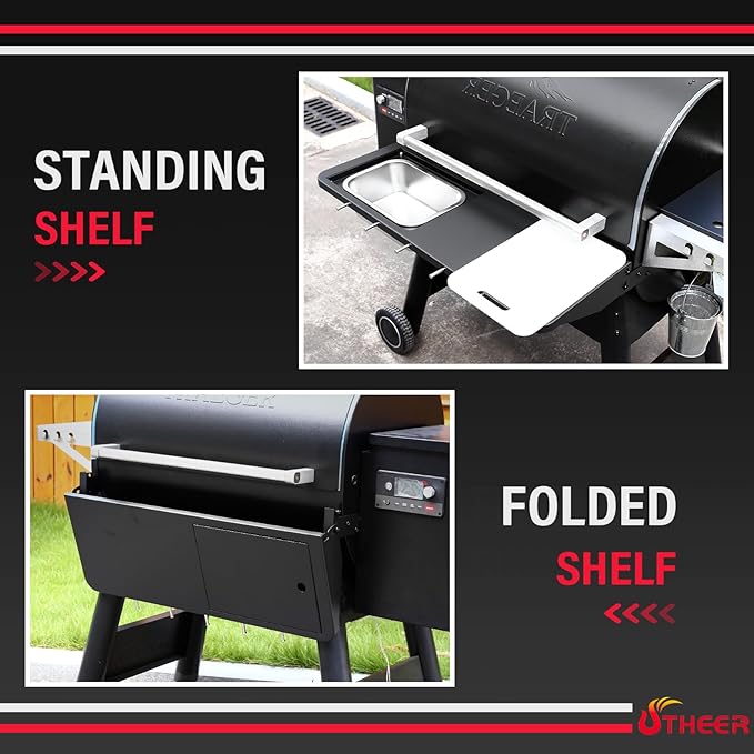 32.5 X 11.5 Folding Front Shelf for Traeger Pro 780 Ironwood 885, Easy-Check Fit Accessory for Outdoor Cooking or Use