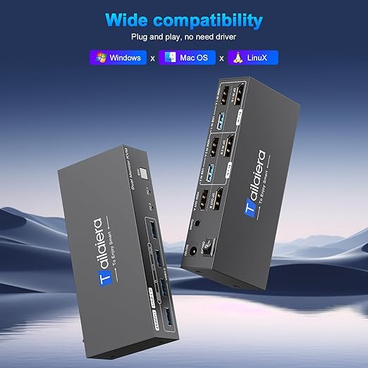HDMI Displayport KVM Switch 2 Monitors 2 Computers,4K@60Hz HDMI DP Dual Monitor KVM Switches 2 Ports for 2 PC Share 4 USB 3.0 Mouse Keyboard and 2 Screens 2 USB 3.0 Cables and Extended Controller