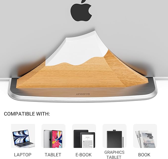 AFOOYO Vertical Laptop Stand - Snow Peak-Shaped Wooden Holder Dock Compatible with MacBook, Surface, Chromebook, Dell & More - Space-Saving Design for All Laptops