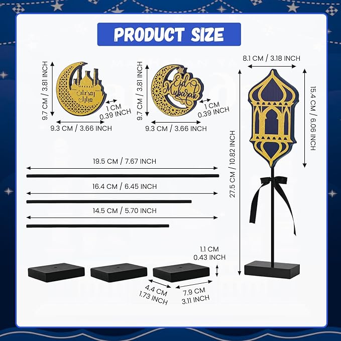 Smile Ramadan Wooden Decorations Eid Mubarak, Islamic Ramadan Tiered Tray Decor for Muslim Party Tabletop Decor Home
