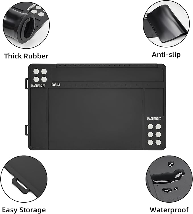 CKPART Gun Cleaning Mat, Premium Magnetic Pad With Organizer Parts Tray, Anti-Slip Rubberized Pistol Mat, Protective Workbench Mat for Gun Cleaning (16.5"x 10.43")