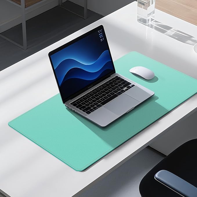 Dual Sided Leather Desk Mat - Waterproof Desk Pad - Ideal for Large Mouse Pad and Desk Mats on Top of Desks (Green, 25"*13")