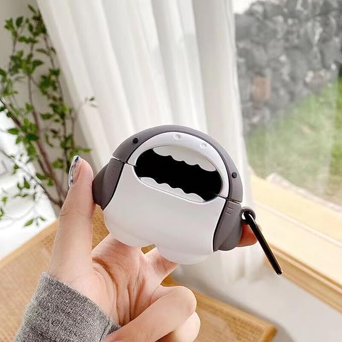LiWerlly Cute Beats Studio Buds/Studio Buds Plus Case, Funny 3D Cartoon Kawaii Cool Beat Studio Buds + Cover Skin with Cleaning Kit & Keychain for New Beat Studio Earbuds for Boys Girl Kid Teen, Shark