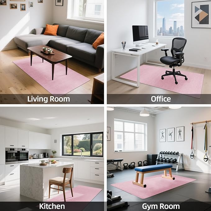 Office Chair Mat for Hardwood and Tile Floor, 55" x 35" Computer Desk Chair Mats, Anti-Slip Mat for Rolling Chair, Large Floor Protector for Home Office, Pink Color