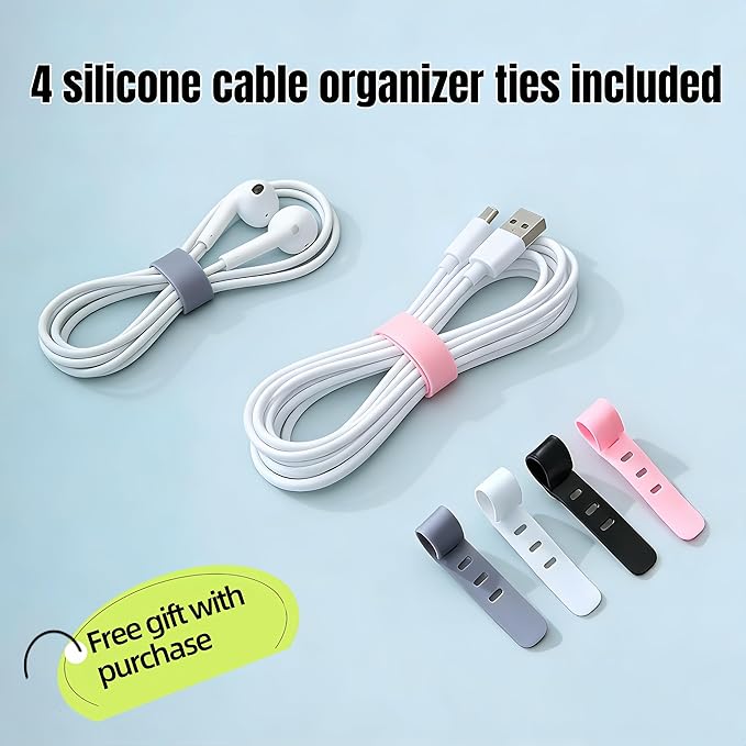 1Large+1Small Cable Organizer Set with 4 Silicone Cable Ties, 2-Piece Cable Management Box, Acrylic Lid Cord Organizer for Home Office,Set of Two Cable Box,Cable Organizer Box(Acryliclid lid/Black)