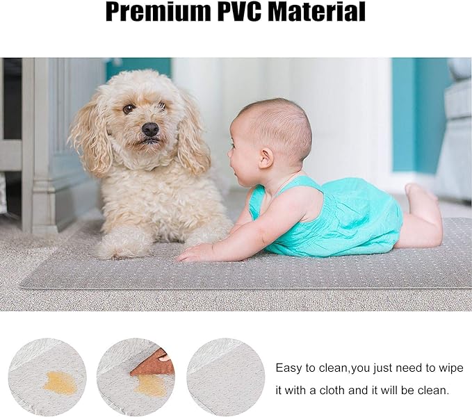 Kuyal Desk Chair Mat for Carpet, 51'' x 63'' Rectangle Transparent Mats for Chairs Good for Desks, Office and Home, Easy Glide, Protects Floors for Low and No Pile Carpeted Floors