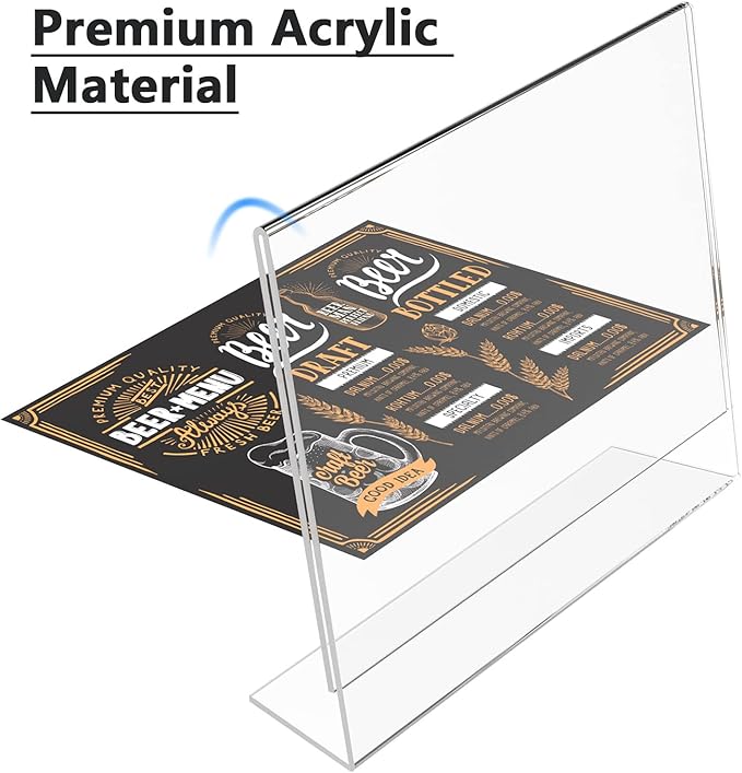 MaxGear Acrylic Sign Holder 8.5x11 Inches Horizontal 12 Pack, Slant Back Clear Tabletop Display Stands for Flyers Menus Documents, Landscape Sign Frames