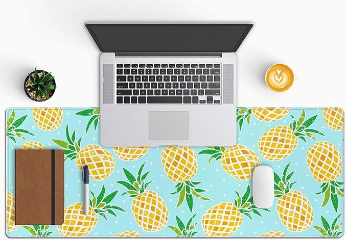 Pineapple Extended Big Mouse Pad Large,XL Gaming Mouse Pad Desk Pad,31.5x11.8inch Long Computer Keyboard Mouse Mat Mousepad with 3mm Non-Slip Base and Stitched Edge for Home Office Work