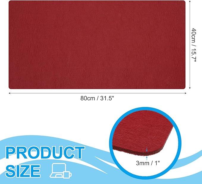 PATIKIL 31.5" x 15.7" Large Felt Desk Pad Protector, Non-Slip Desk Mat Full Table Mouse Pad Keyboard Mats for Laptop Computer Writing Desk Table Gaming Home, Wine Red