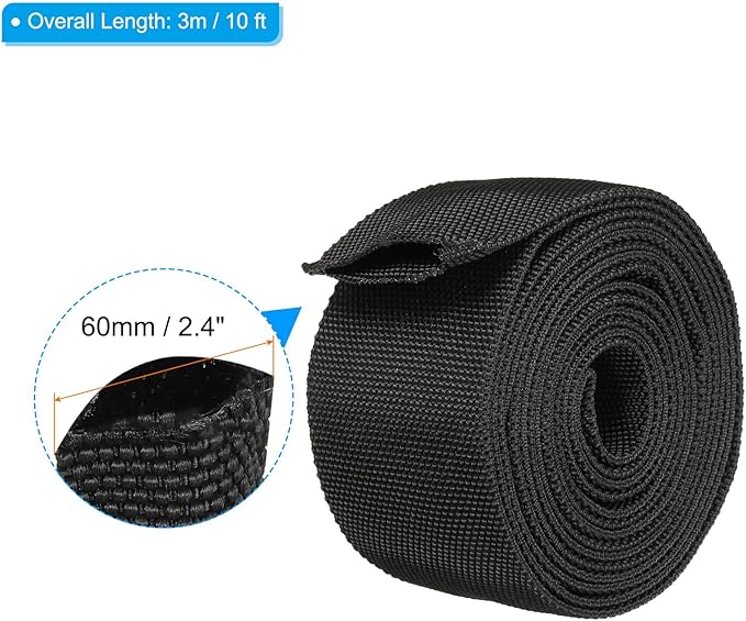 PATIKIL 1.5" Dia 10FT Nylon Protective Hose Sleeve, Cable Cover Sheath Protection for Welding Tig Torch Hydraulic Hose, Black