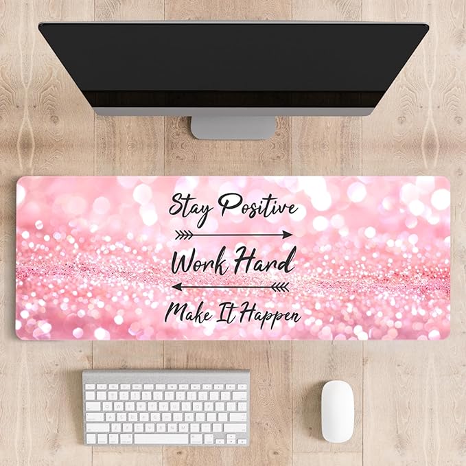 Mousepad Desk Mat Gaming Large Keyboard Cute Office Desktop Computer Laptop Quotes XXL Long Giant Big Kawaii Aesthetic Girly Pretty Design Women Girl Gamer Oversized Wide 30x12'' Mousepad