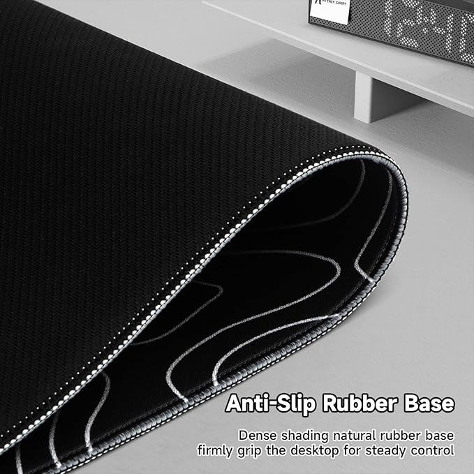 ATTACK SHARK CM02Pro Gaming Mouse Pad for Esports Speed Large Mouse mats for Desk Waterproof Surface Stitched Edges and Anti-Slip Rubber Base Size XXL Laminate 35.43” x 15.75” x 0.16” Black Contour
