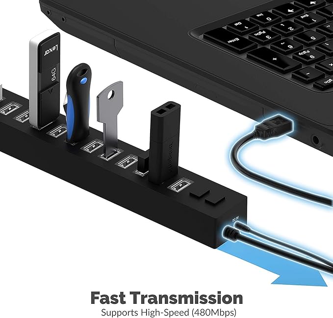 SABRENT 13 Port High Speed USB 2.0 Hub with Power Adapter and 2 Control Switches (HB-U14P)