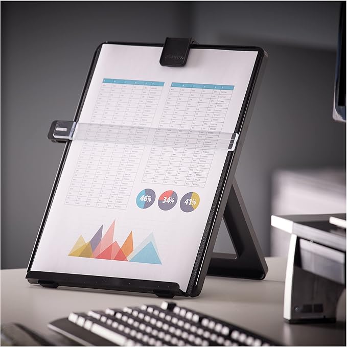 Fellowes Letter Sized Non-Magnetic Copyholder, Black (21106), 7.38 x 10.13 x 11.25 inches