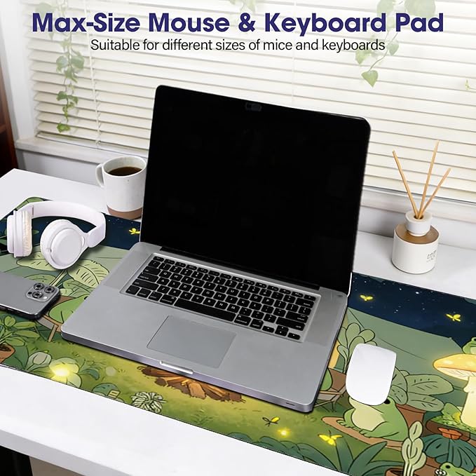 Large Extended Mouse Pad with Stitched Edges (35.4”x15.6”) - Waterproof Desk Mat, Non-Slip Rubber Base for All-Desk Coverage, Perfect for Gaming, Office, and Home