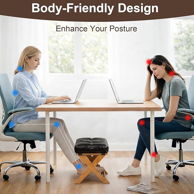 Unittype Double Step Foot Rest for Under Desk – Ergonomic Footrest with Massage Surface, Non-Slip Adjustable Wooden Foot Stool with Cushion for Improving Sitting Posture, Office Work & Home(Walnut)