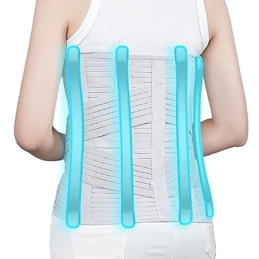 Solmyr Back Brace Lumbar Support, Abdominal Binder Lower Waist Support Belt, Back Support Belt Compression Wrap, Adjustable Breathable Waist Straps for Women Men Lower Back Pain Relief(XXL)