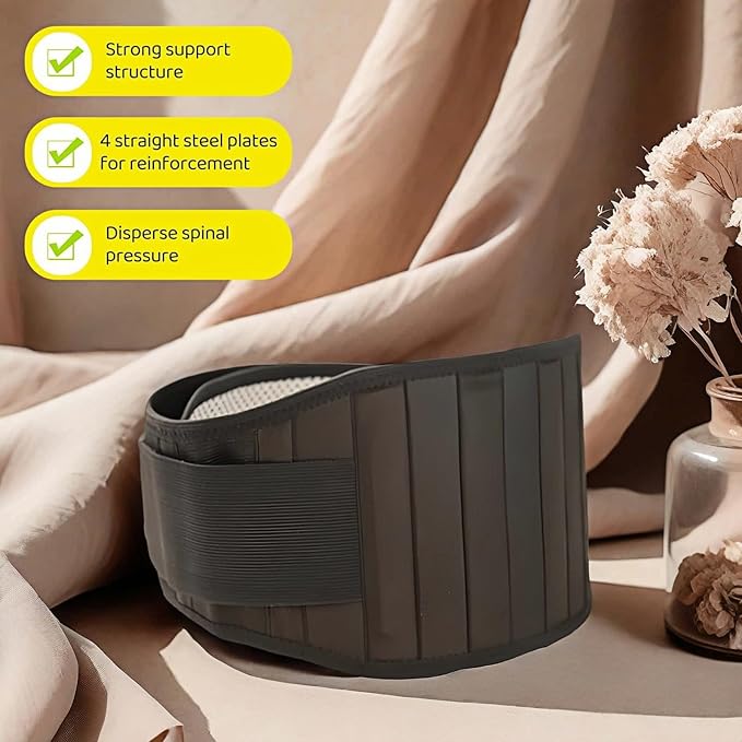 Self heating lumbar support strap suitable for both men and women - adjustable back support with thermal therapy, used to relieve lumbar discomfort, posture support (XXL)