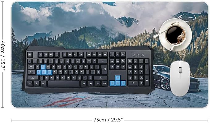 Car Gaming Mouse Pad Large Mousepad R34 Sport Car Stance Mountain Landscape Desk Mat for Keyboard and Mouse Mat Non-Slip Rubber Desk Pad 40X75cm, Style