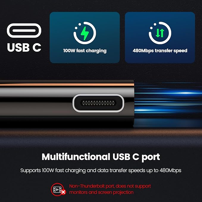 MOGOOD 2-in-1 USB C OTG Adapter with 100W PD Charging, USB 3.0 Port, Right Angle for Galaxy S24, Quest 3, iPad, Chromecast, Pi-KVM – Data & Charge Simultaneously