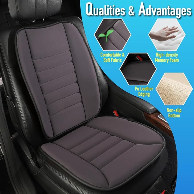 Lofty Aim Car Seat Cushion with Back Support Pillow, Comfy Lumbar Support & Seat Cushion, Memory Foam Driving Pillow for Back-Sciatica Pain Relief, Auto Pad Suitable for Car, Truck, SUV - Dark Grey