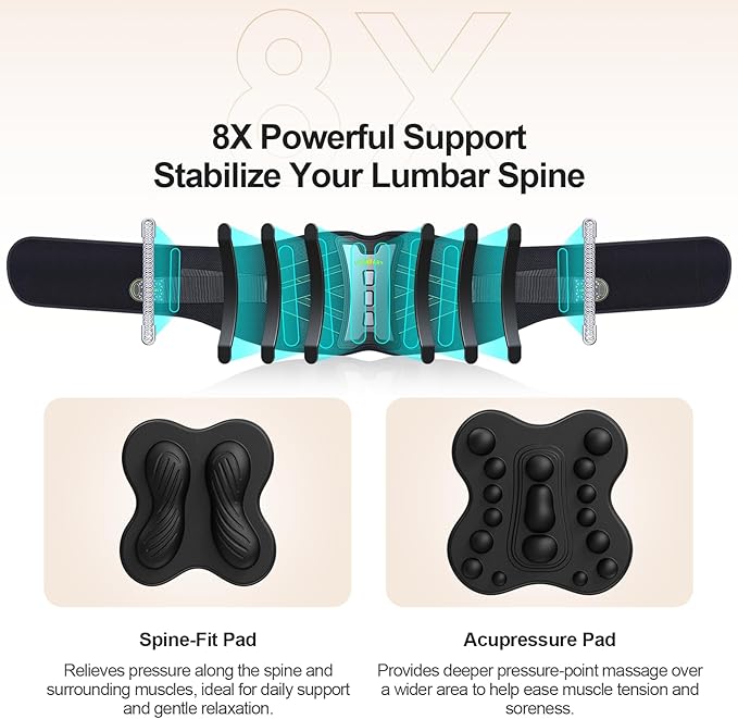 Back Brace for Lower Back Pain Relief with 2 TPE Pads & 8X Powerful Lumbar Support Belt for Men & Women, Adjustable Support Straps for Back Pain, Herniated Disc, Sciatica, Scoliosis