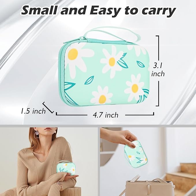 Phone Charger Case Storage Set with Chrysanthemum Cable Protector with Carrying Cable Case Bag,Cord Organizer, USB Earphone Wire Saver Organizer Charger Protector for iPhone (Blue Chrysanthemum)