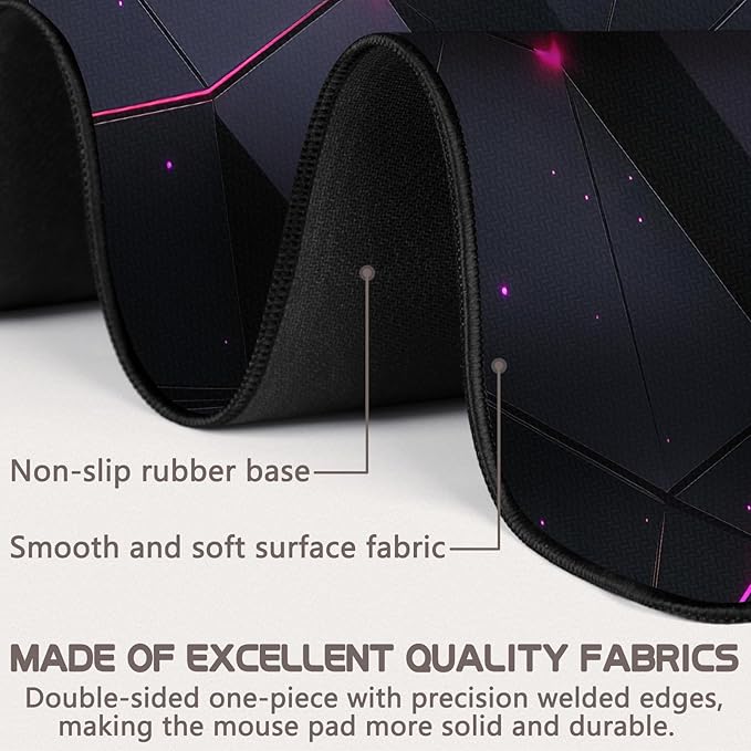Gaming Mouse Pad - (31.5"×11.8") Honeycomb Large Mouse Pads for Desk - Desk Mat for Keyboard and Mouse with Non-Slip Base, Desks Pad Matfor Game/Office & Home (Black Rose Red)