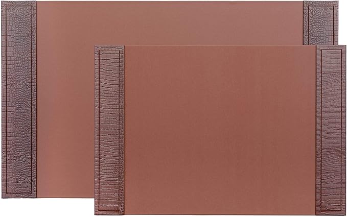 Dacasso Brown Crocodile Embossed Leather Desk pad with Side-Rails, 25.5 by 17.25 Inch