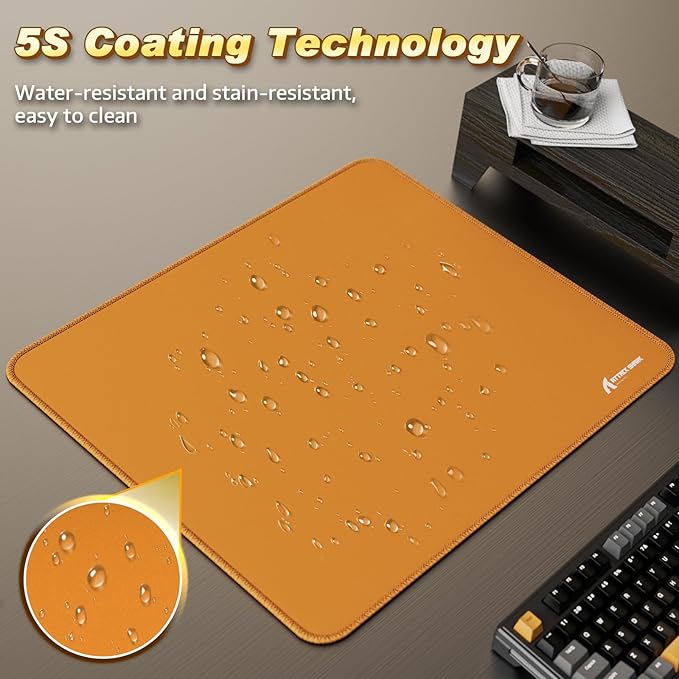 ATTACK SHARK CM02 Gaming Mouse Pad for Esports Speed Large Mouse mats for Desk Waterproof Surface Stitched Edges and Anti-Slip Rubber Base Size L Laminate 17.72” x 15.75” x 0.16” Orange