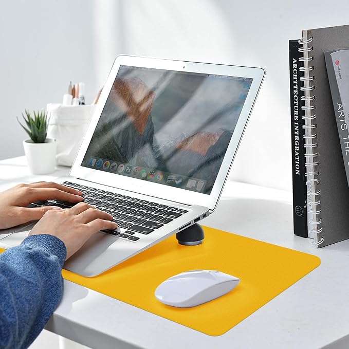 Leather Desk pad Protector, Office Mat, Large Mouse Mat, Non-Slip PU Leather Blotter, Laptop Desk Pad,Waterproof Laptop Computer Desk Keyboard Mat for Office/Work/Home/Decor (Yellow, 55in*18in)